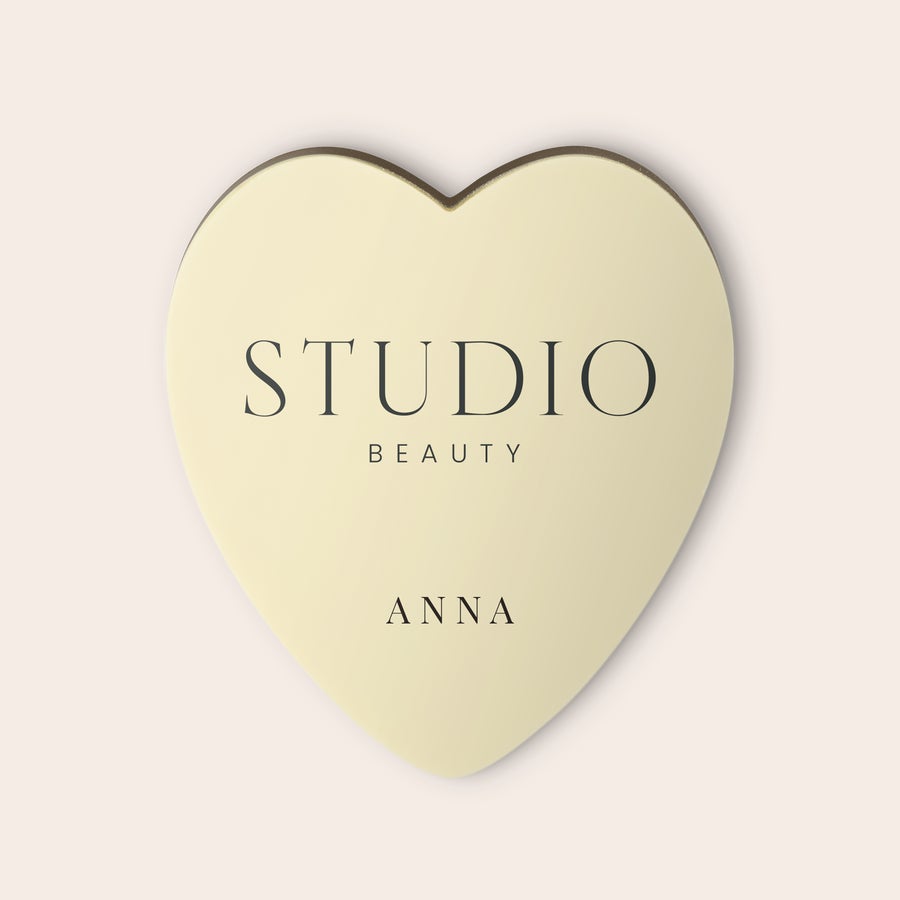 Personalised chocolate heart Personalized chocolate heart, light colored with "Studio Beauty Anna" printed in black, a sweet way to their heart.