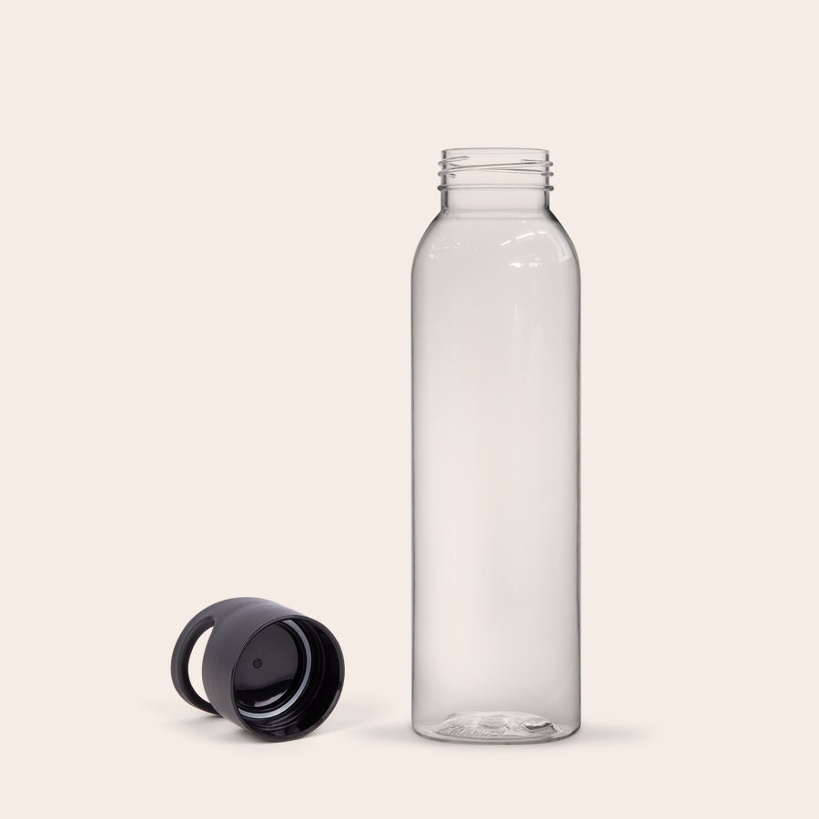 Water bottle - Printed Clear personalized water bottle with a black screw-on cap, ready for your unique printed design