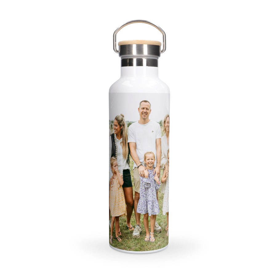Personalised bamboo water bottle - White