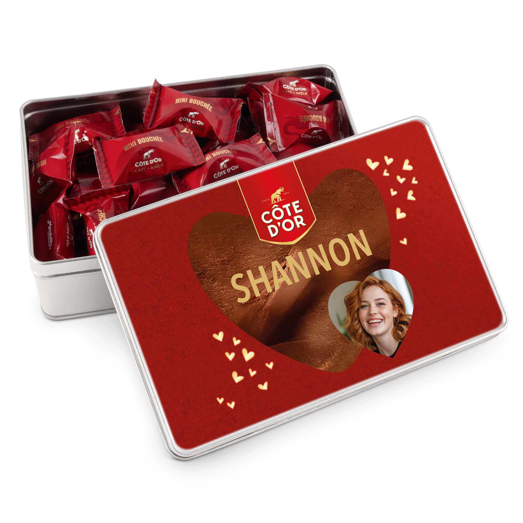 Personalised gift tin - Rectangle - Côte d’Or Mini Bouchée Chocolate Box