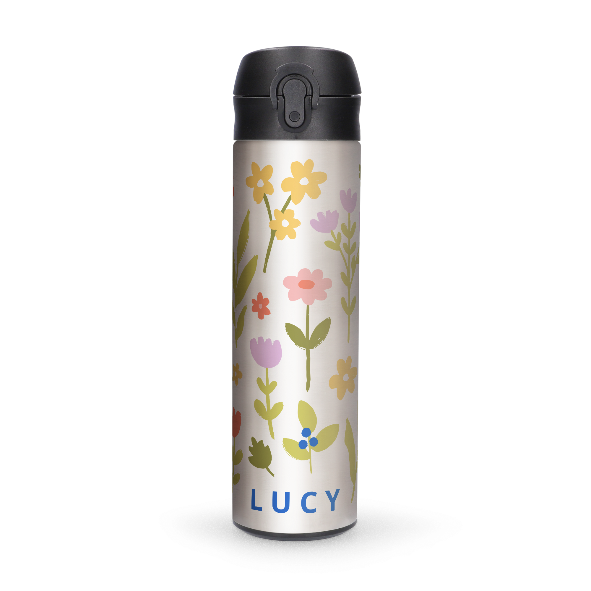 Metal personalised 'pop top' water bottle - Aluminium look