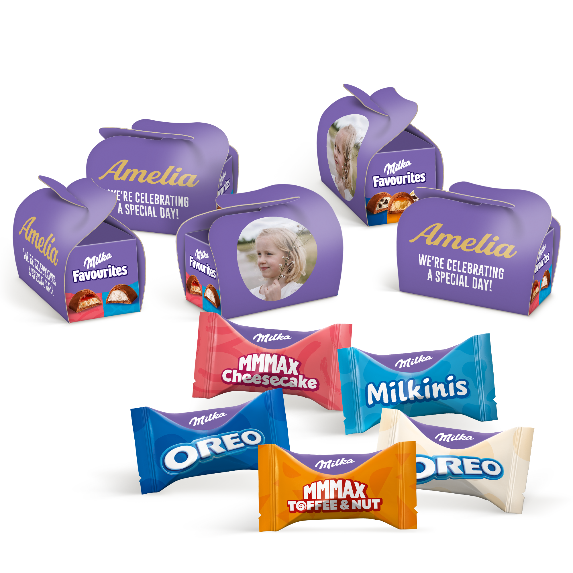Personalised Milka Favourites multipack favours - 90 pcs