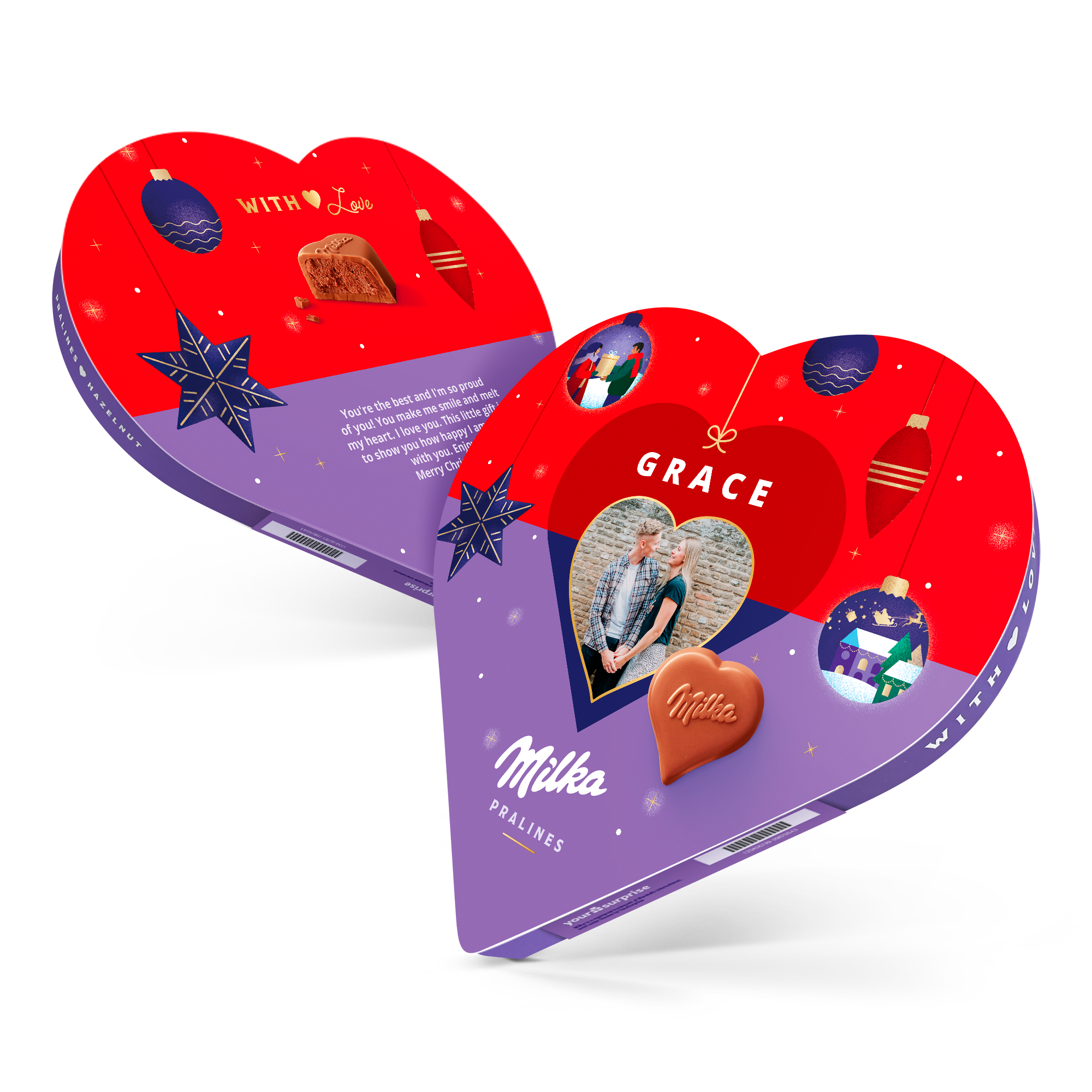 Christmas Milka Heart with name and photo 