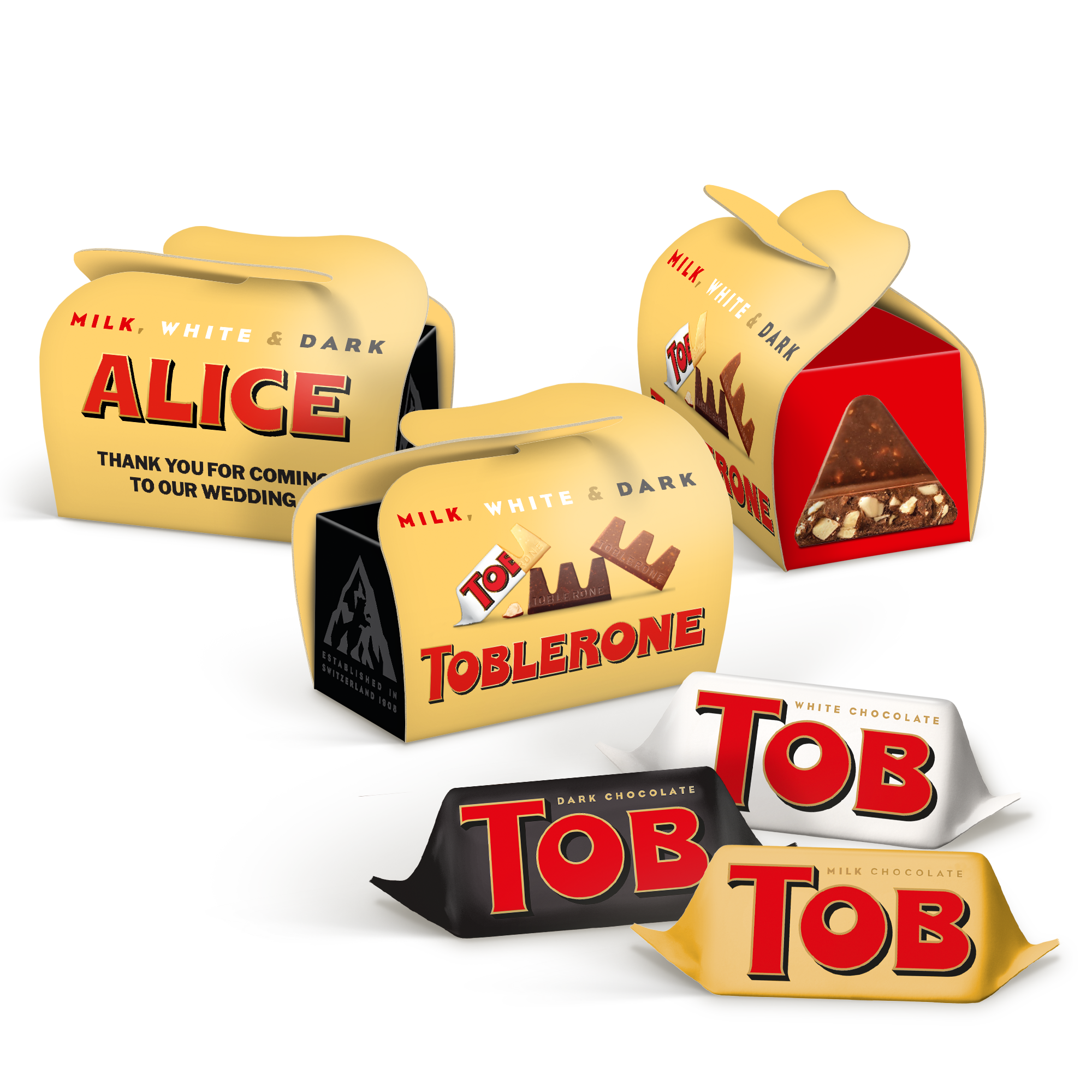 Personalised mini Toblerone multipack favours - 90 pcs